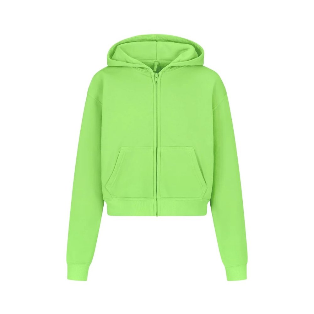 Skims Light French Terry Zip Up Hoodie - Neon Green